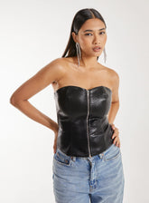 Snake PU Lace Up Corset Top