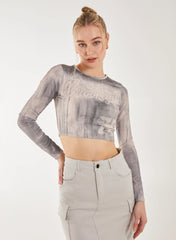 Washed Print Long Sleeve Brooklyn Top