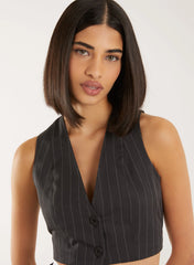 Pinstripe Cropped Waistcoat