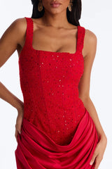 Kylee Embellished Draped Maxi Dress