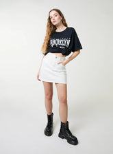 Denim Diamante Mini Skirt