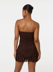 Diamante Ruffle Mini Dress