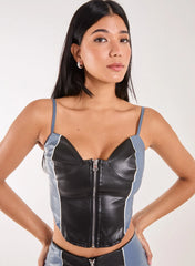 PU Zip Up Corset