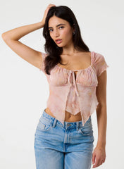 Short Sleeve Mesh Butterfly Top