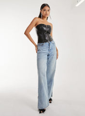 Snake PU Lace Up Corset Top