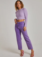 Soft Wide Brushed Ribbed Lettuce Hem Long Sleeve Top