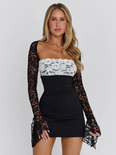 OMERA MINI DRESS BLACK WHITE