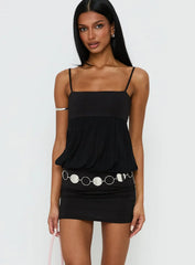 Franciska Sheer Blouson Mini Dress Black