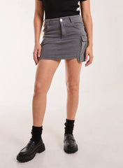 Oversized Pocket Cargo Mini Skirt