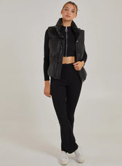Wide Ribbed Flare Trousers