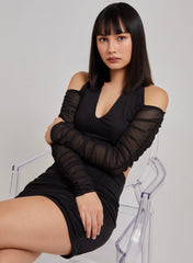 Ruched Mesh Halterneck Top