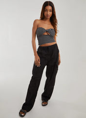 Stripe Twist Cut Out Bandeau Top