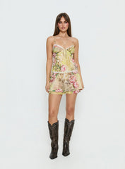 Starsigns Lace V Neck Mini Dress Animal Splice