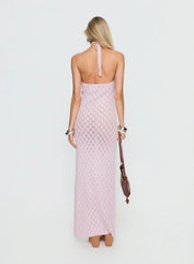 Jorda Halter Crochet Maxi Dress Pink