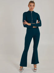 Wide Ribbed Flare Trousers