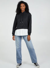 Shirt Hem Crop Hoodie