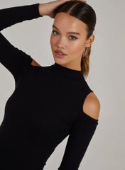 Cold Shoulder Ribbed Bodysuit