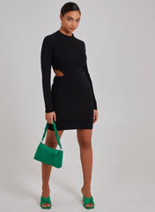 Side Cut Out High Neck Dress