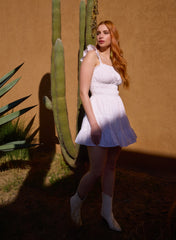 Tie Back Broderie Tiered Mini Dress
