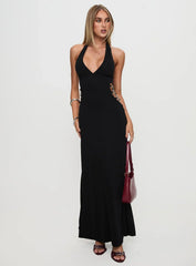 Make A Fortune Hardware Halter Maxi Dress Black