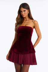Catherine Strapless Velvet Mini Dress