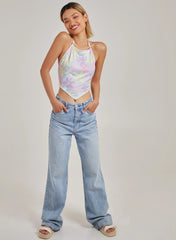 Daisy Print Halterneck Top
