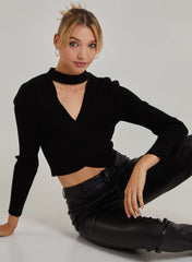 Choker Twist Front Knit Top