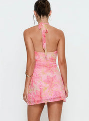 Let Go V Neck Mini Dress Multi Floral