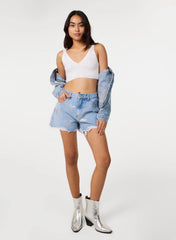 Star Embellished Denim Shorts