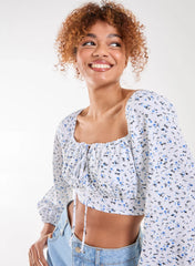 Long Sleeve Cropped Milkmaid Top