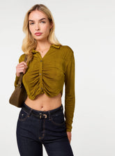 Ruched Slinky Cropped Shirt
