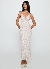 Jessamine Frill Maxi Dress White / Lilac