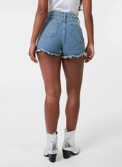 Embellished Diamante Denim Shorts