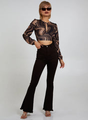 Open Back Marble Print Top