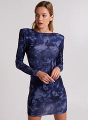 Tie Dye Padded Shoulder Mini Dress
