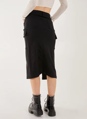 Utility Cargo Midi Slit Skirt