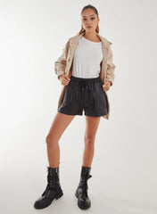 PU Drawstring Shorts