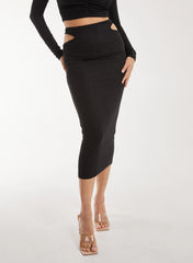 Ripple Cut Out Midi Skirt