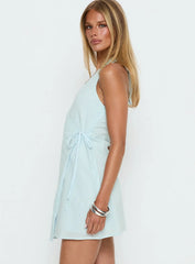 Minkie Halter Wrap Mini Dress Light Blue