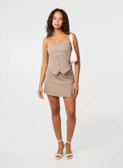 Pinstripe Skort Slit Front Skirt