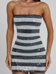 TAHIRA MINI DRESS BLACK STRIPE