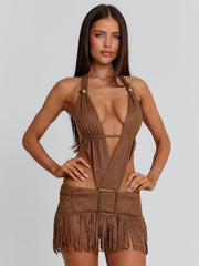 LOURE MINI DRESS BROWN