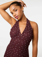 Polka Dot Halter Mini Dress