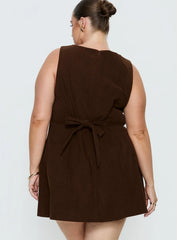Alfalfa Corduroy Mini Dress Chocolate Curve