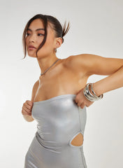 Soft Touch Metallic Bandeau Cut Out Dress