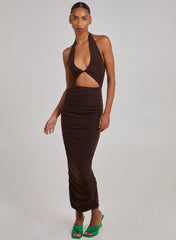 Cut Out Gathered Midi Dress