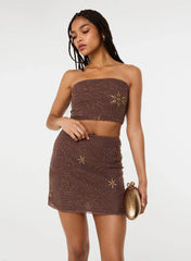 Sequin Embroidered Bandeau Top