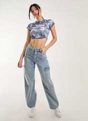 Tie Dye Graphic Ribbed T-shirt