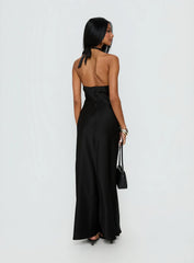 Rosario Halter Sheer Maxi Dress Black