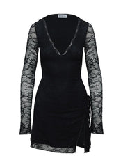 Airabella Long Sleeve Lace Mini Dress Black